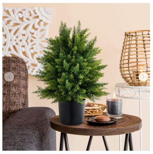 Set of 2 - 21.5``Artificial Cedar Topiary Ball Tree with Cement Pot