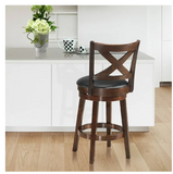 Set of 2 - Swivel Stool 24'' Counter Height X-Back Upholstered Dining Chair Kitchen