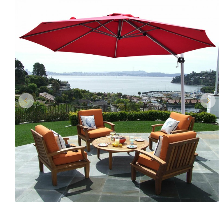 10Ft Feet Patio Offset Cantilever Umbrella 360° Rotation Aluminum Tilt, Red - Unassembled
