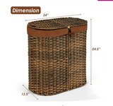 Handwoven Laundry Hamper Basket with 2 Removable Liner Bags