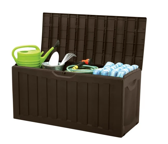 SPECIAL, NO TAX, 90 Gallon Outdoor Deck Storage Box with Built-In Wheel