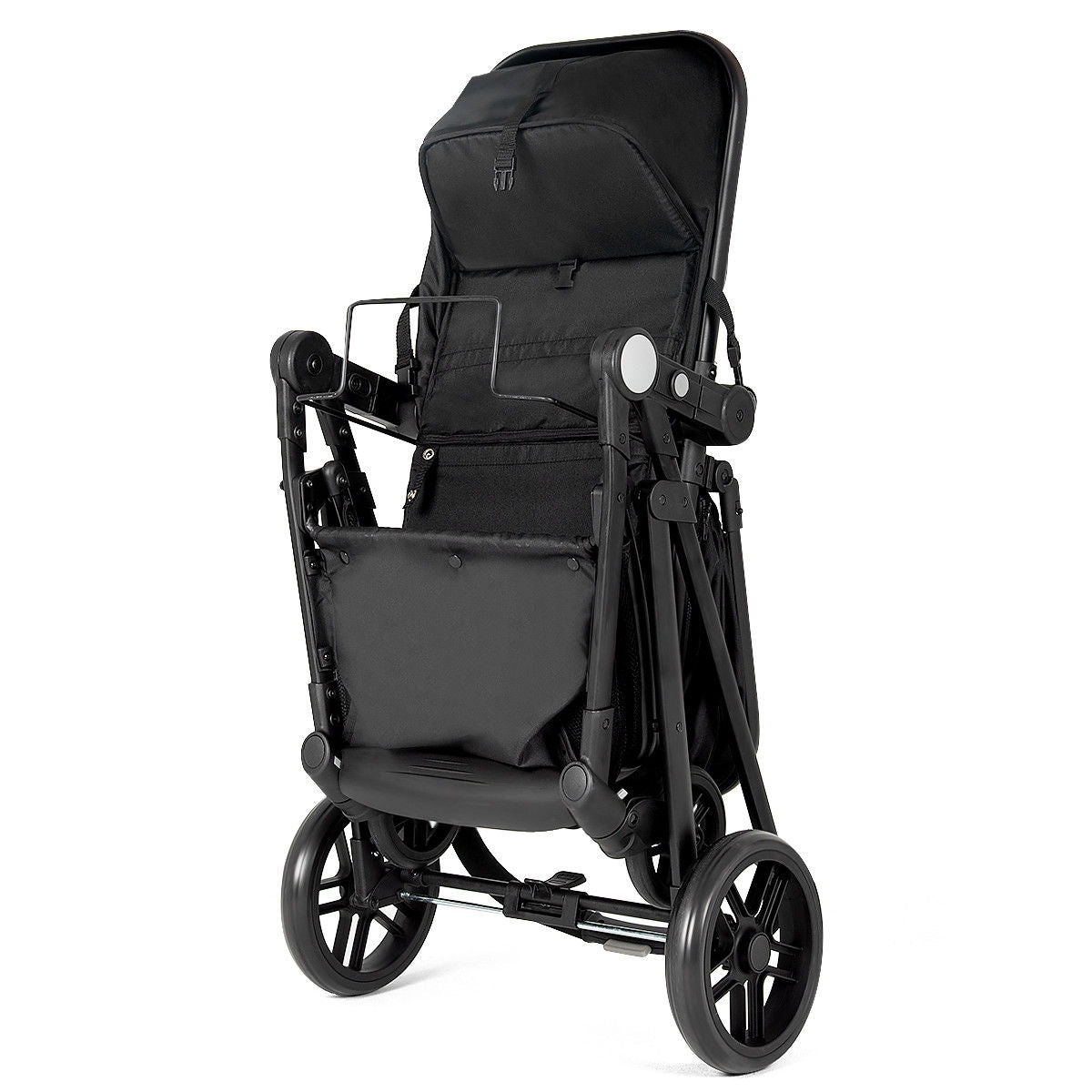 2 in 1 Foldable Pushchair Newborn Infant Baby Stroller-Black (Assembled)