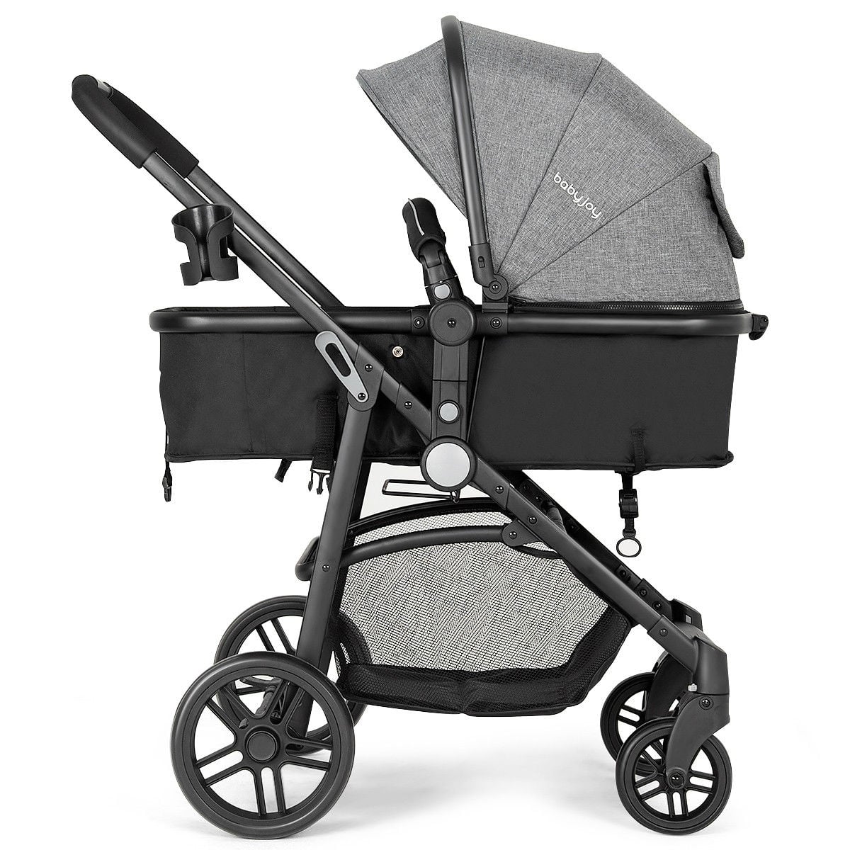 2 in 1 Foldable Pushchair Newborn Infant Baby Stroller-Gray