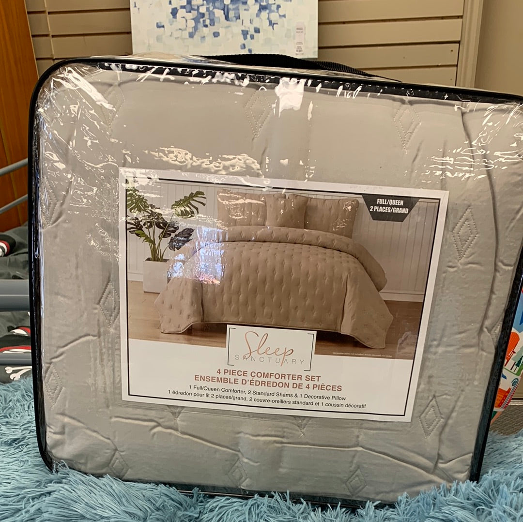4 piece comforter set, full/queen, slate grey