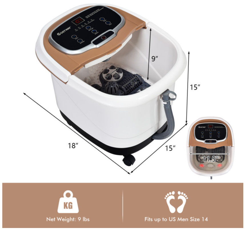 Portable All-In-One Heated Foot Spa Bath Motorized Massager