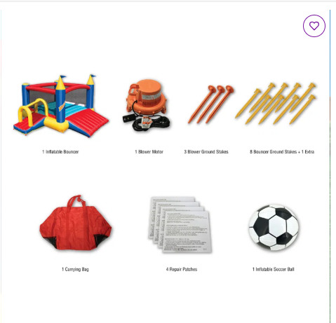 Banzai Slide N Fun Inflatable Slide and Bounce House with Soccer Net and Ball with Blower