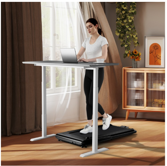 *SPECIAL* Folding Treadmill 2-in-1 with Remote Control -White (Shipping Damage)