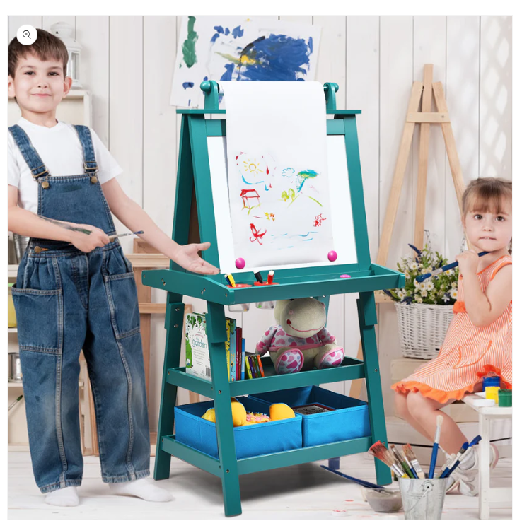3-in-1 Double-Sided Storage Art Easel, Assembled, Scratch & Dent