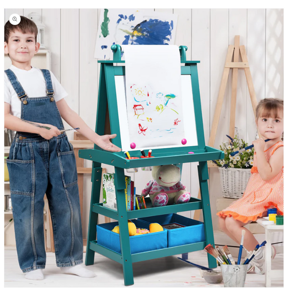 3-in-1 Double-Sided Storage Art Easel, Assembled, Scratch & Dent