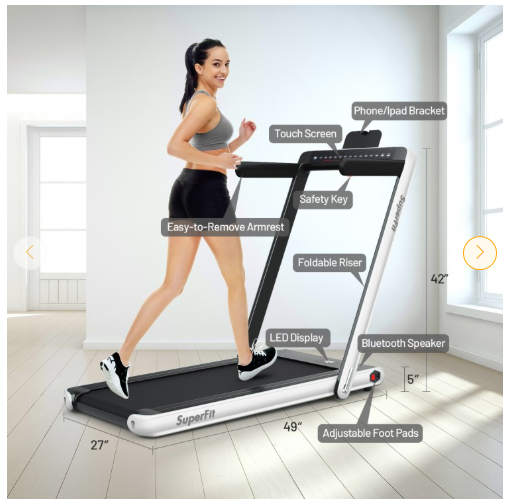 Special - 2.25 HP 2-in-1 Folding Walking Pad Treadmill and App Control (MAX 265lbs) [Shipping Damage]