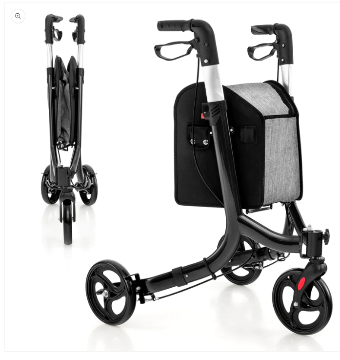 3-Wheel Rolling Walker with Adjustable Handle-Black