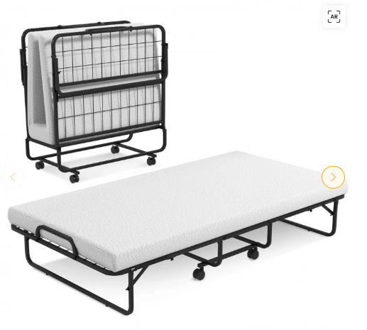 Twin Size Metal Folding Bed with Memory Foam Mattress, (1 Box, Unassembled