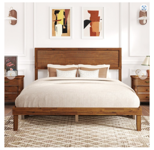 Queen Size Bed Frame with Headboard and Wooden Slats Support (1 Box, Unassembled)
