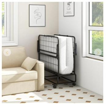 Cot/Twin Size Folding Bed with Memory Foam Mattress and Pillow (see Description)