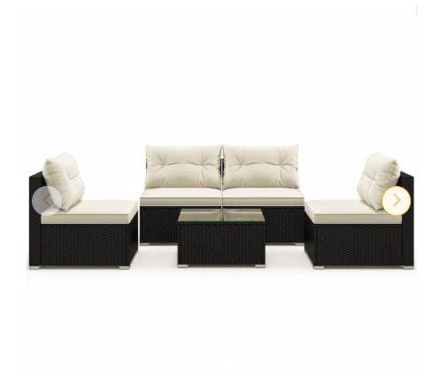 SPECIAL - 5 Piece Outdoor Furniture Set with Solid Tabletop and Soft Cushions-White (Assembled)