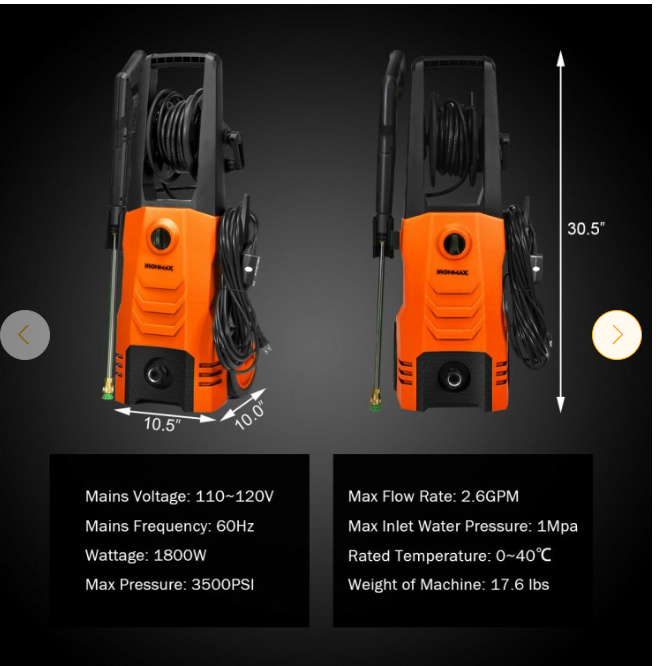 3500PSI Electric High Power Pressure Washer for Car Fence Patio Garden Cleaning