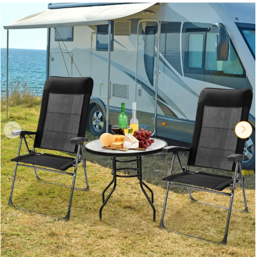 Patio Chair with Adjust Back and Headrest-Black