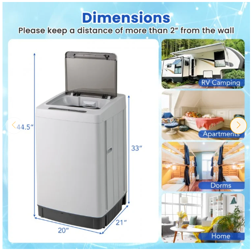 Full-Automatic Washing Machine Washer and Spin Combo, 11lbs Capacity, Drain Pump, White
