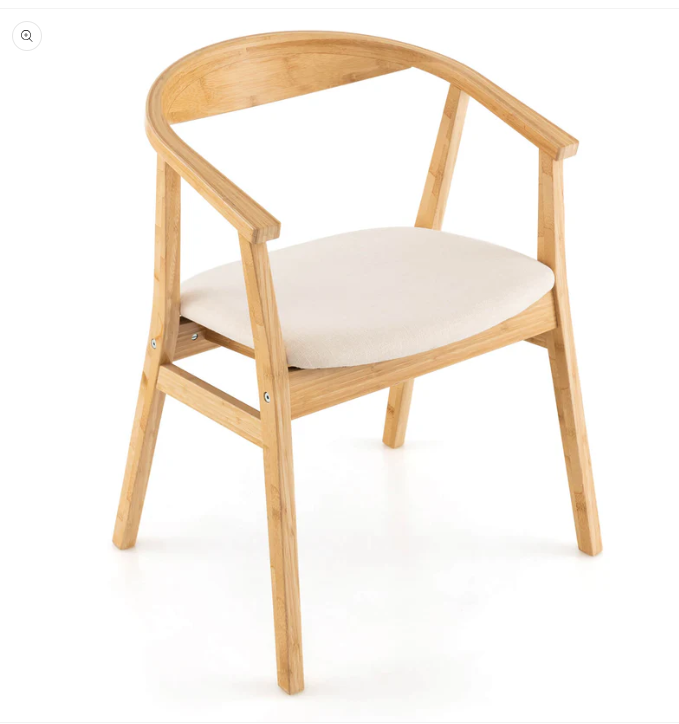 Bamboo Accent Chair with Armrest and Curved Backrest-Natural   (Scratch and Dent)