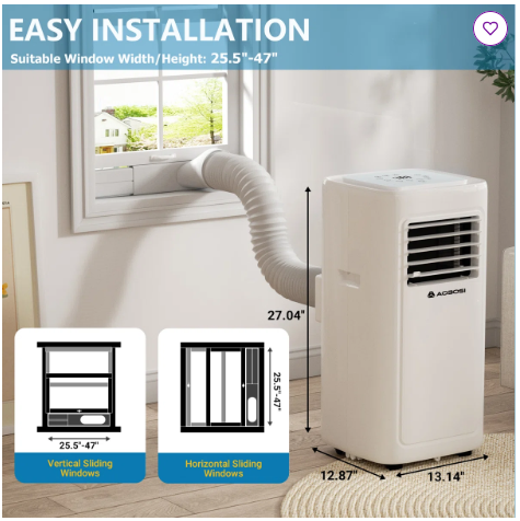 10000 Btu - 4-in-1 Smart Portable Air Conditioner, App Control, Cooling, Fan, Dehumidifier & Sleep Mode–  (Scratch and Dent)