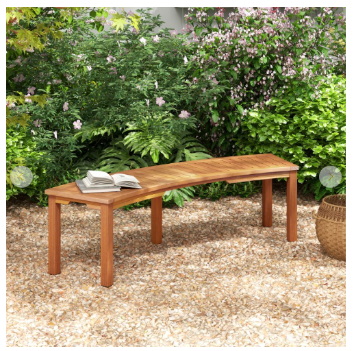 Outdoor Curved Acacia Wood Fire Pit Bench with Slatted Seat (Fully Assembled)