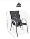 4 Pieces Stackable Patio Dining Chairs Set with Armrest-Gray - (Fully Assembled)