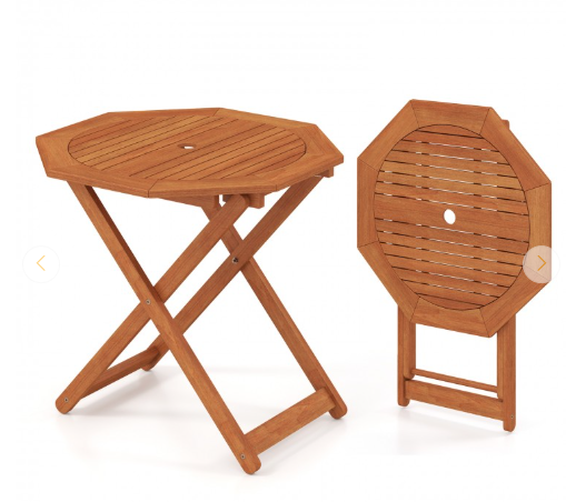 NO TAX - Octagon Folding Patio Table with 2 Inches Umbrella Hole