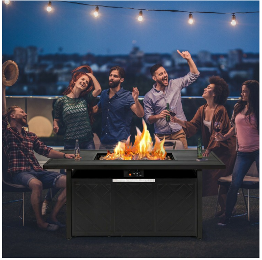 57 Inch 50 000 BTU Rectangular Propane Outdoor Fire Pit Table-Black (Scratch and Dent)