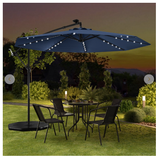 SPECIAL - 10 Feet Patio Offset Umbrella with sandbag plus 32 Solar-Powered LED Lights-Navy (see Description)