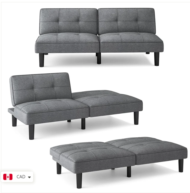 Convertible Futon Sofa Bed, Upholstered Folding Recliner