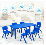 *CLEARANCEL* - 7-Piece Plastic Kids Chairs and Table - Blue (Scratch and Dent)