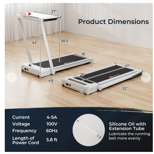 3-in-1 Foldable Treadmill with Removable Desk Workstation and Remote Control (Max 220lbs)
