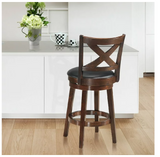 Set of 2 - Swivel Stool 24'' Counter Height X-Back Upholstered Dining Chair Kitchen