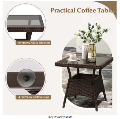 3 Pieces Outdoor Rocking Set with Tempered Glass Coffee Table for Backyard Poolside (Fully Assembled) (Copy)