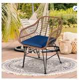 3PCS Patio Rattan Bistro Set Coffee Table Armchair Garden w/Cushion