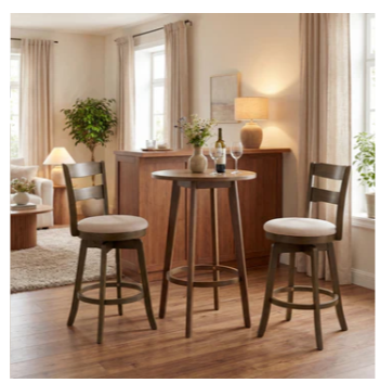 Set of 2, 24.5 Inch Swivel Barstools Set with Backrest - Ash (Assembled) [See Description]