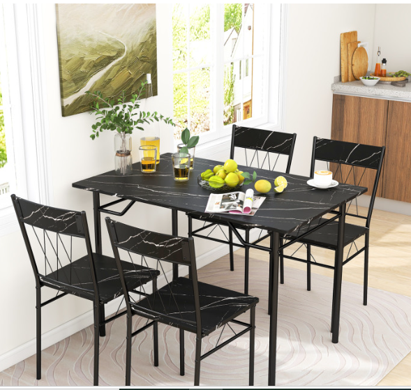 5-Piece Dining Table Set for 4 with Kitchen Table and 4 Dining Chair Set (Assembled)