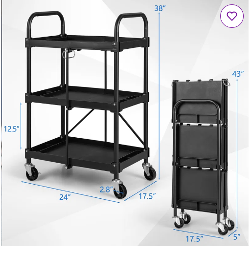 38'' H x 24'' W Utility Cart with Wheels