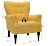 Comfortable Modern Chair w/Rubber Wood Legs, Yellow