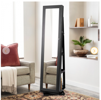 Special - 360° Rotatable 2-in-1 Lockable Jewelry Cabinet with Full-Length Mirror (Assembled)