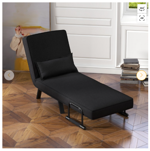 Folding 6 Position Convertible Sleeper Bed Armchair Lounge Couch- Black (See description)