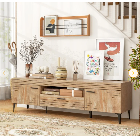 SPECIAL - TV Stand with 2 Cabinets and Storage Drawer for 65 Inches TVs (1 Box, Unassembled)