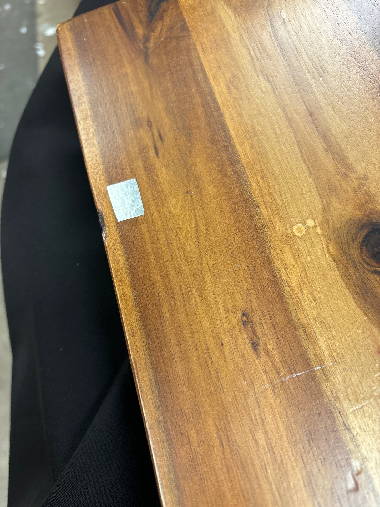 5 Piece Dining Table Set with 4 Saddle Stools, 2 stools very slight marks, 1 table corner very slightly marked