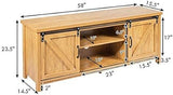 TV Stand with Sliding Barn Door for TVs Up to 65 Inch, Fully Assembled