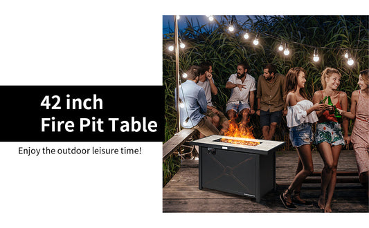42 Inches 60,000 Btu Rectangular Propane Fire Pit Table, 1 box unassembled