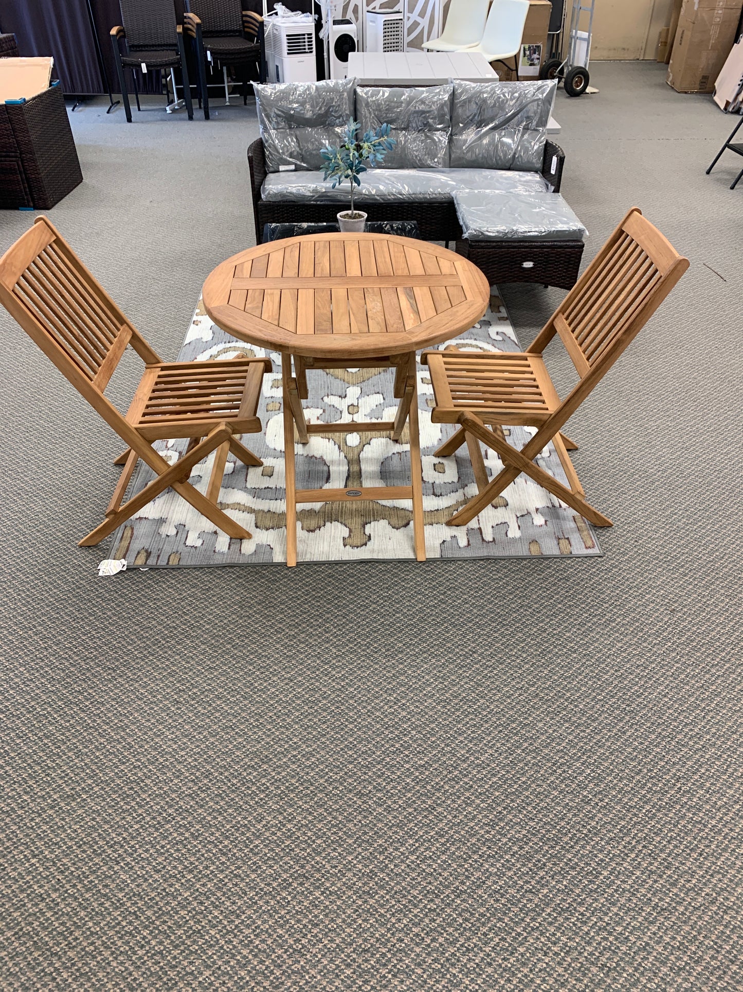 3 Piece Teak Bistro Set,  with 31.5 Inch Folding Patio Teak Wood, Fully Assembled