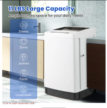 Full-Automatic Washing Machine Washer and Spin Combo, 11lbs Capacity, Drain Pump, White