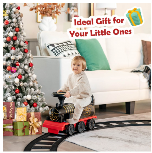 6V Electric Kids Ride On Car Toy Train with 16 Pieces Tracks-Black