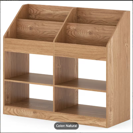 3-Tier Kid's Bookshelf Toy Storage Organizer with Display Rack and 4 Compartments (Assembled)