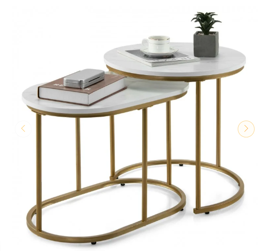 Modern Marble Look Stacking Nesting Coffee Table Set (Assembled)